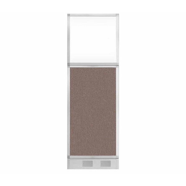 Versare Hush Panel Configurable Cubicle Partition 2' x 6' Latte Fabric Clear Window w/ Cable Channel 1856213-2 - main